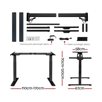 Artiss Standing Desk Motorised Dual Motor Black 120CM