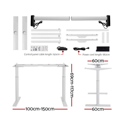 Artiss Standing Desk Motorised Electric Dual Motor 140CM Rustic Brown