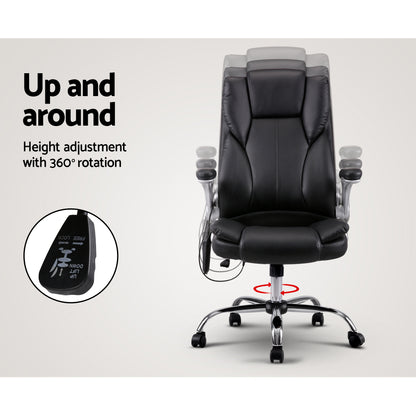 Artiss 8 Point Massage Office Chair PU Leather Black