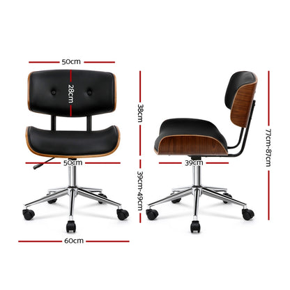 Artiss Wooden Office Chair Fabric Seat Black