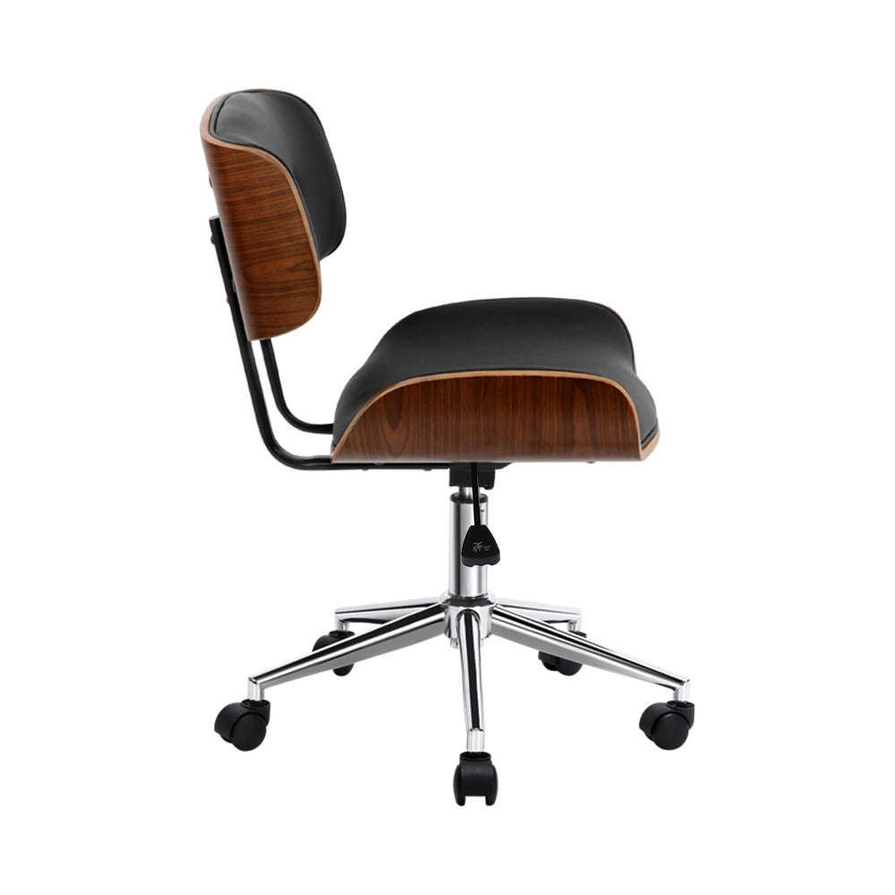 Artiss Wooden Office Chair Fabric Seat Black