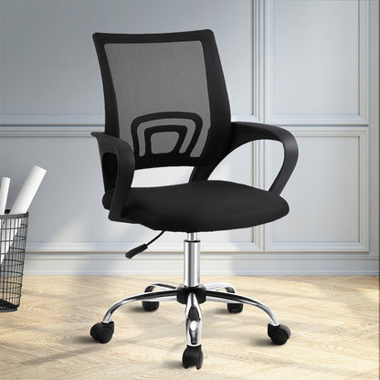 Artiss Mesh Office Chair Mid Back Black