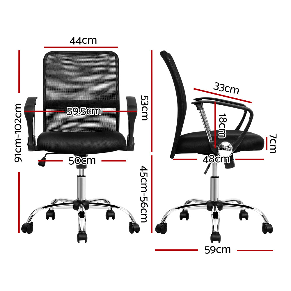 Artiss Office Chair Gaming Chair Computer Mesh Chairs Executive Mid Back Black