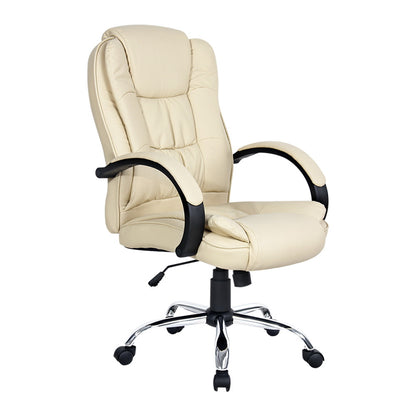 Artiss Executive Office Chair Leather Tilt Beige