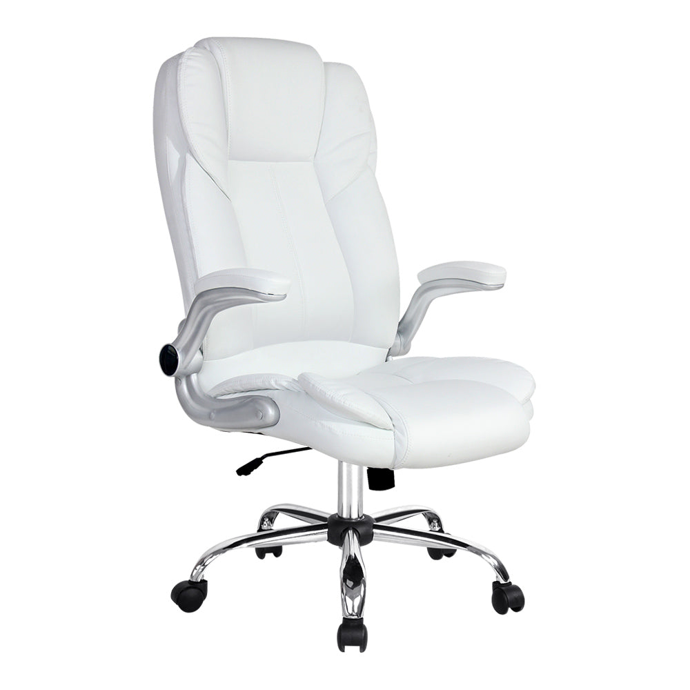 Artiss Executive Office Chair Leather Tilt White