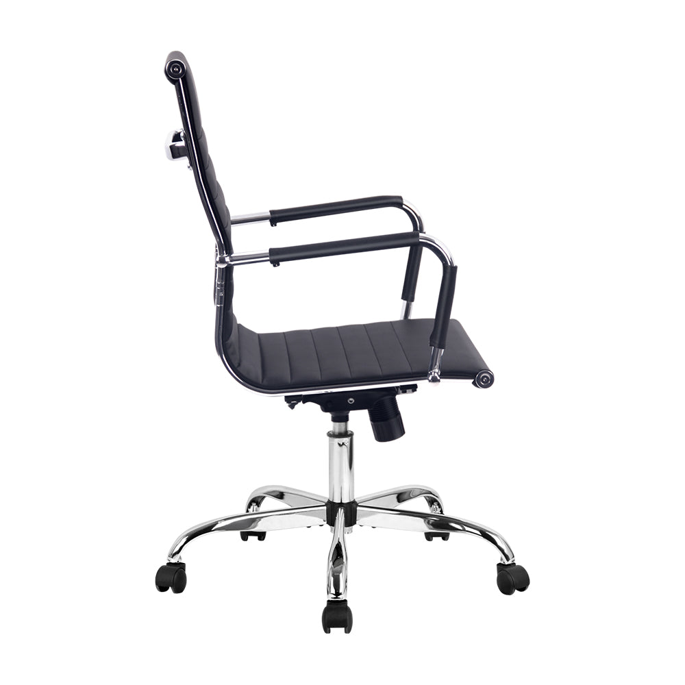 Artiss Office Chair PU Leather Mid Back Black