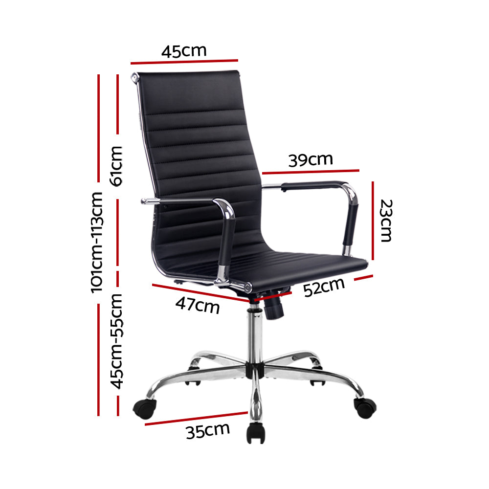 Artiss Office Chair PU Leather High Back Black