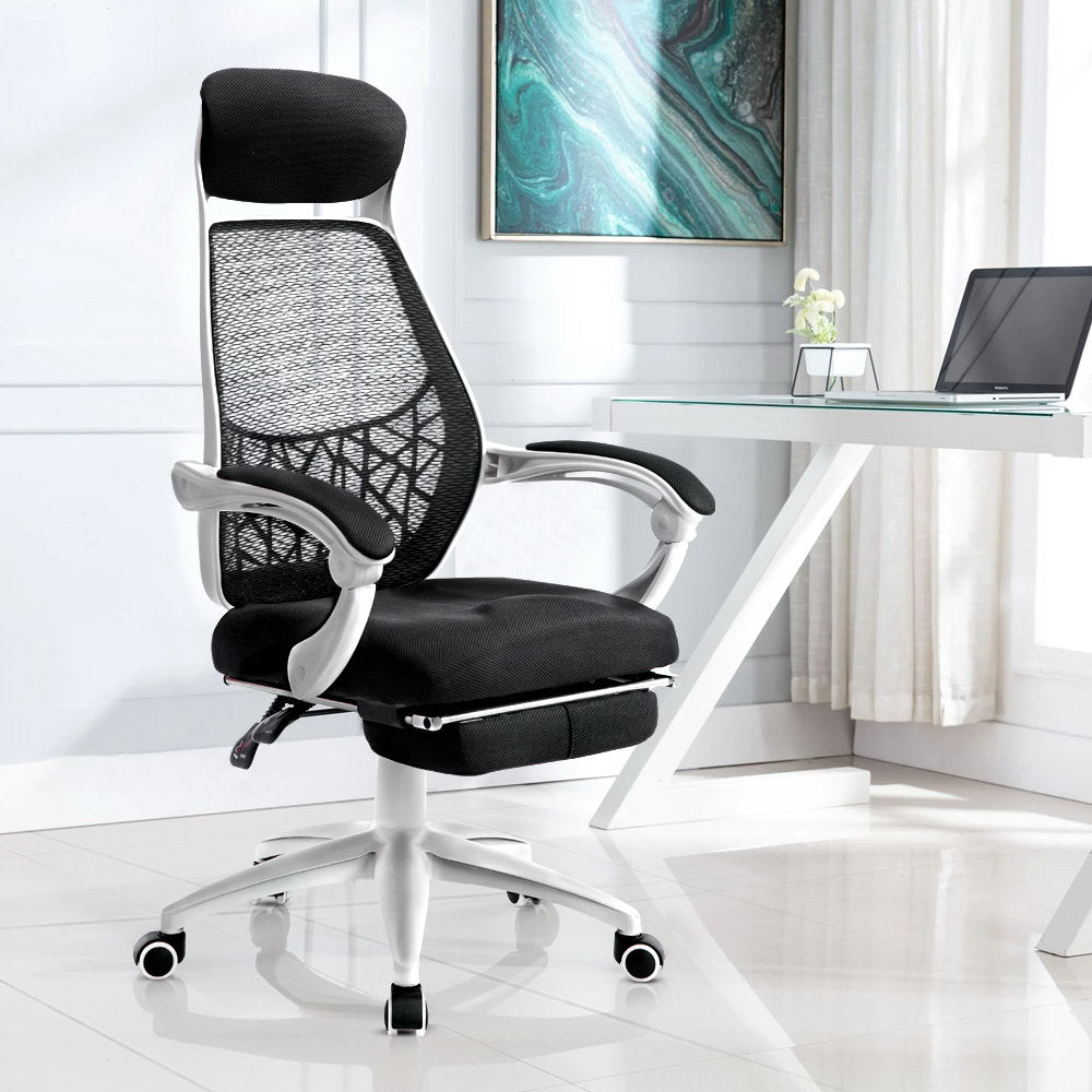 Artiss Mesh Office Chair Recliner Black White