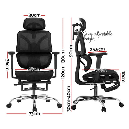 Artiss Ergonomic Office Chair Footrest Black