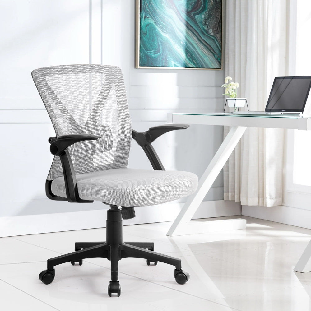 Artiss Mesh Office Chair Mid Back Grey